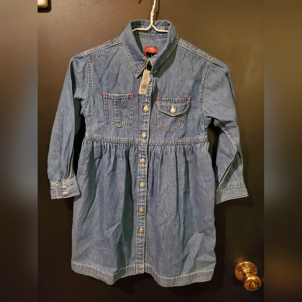 Vtg nwt girls gap shirt dress denim size S 5-6
